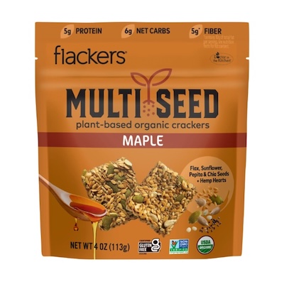Maple multi seed organic crackers from Flackers vegan plant-based gluten-free