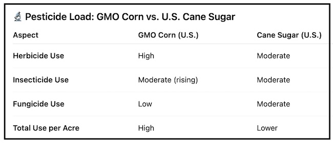 pesticide load impact of cane sugar coke vs hfcs coke