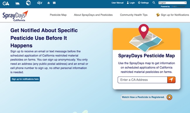 SprayDays California pesticide notification service Organic Insider