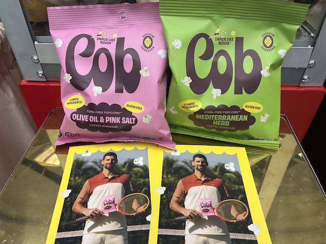 Cob organic popcorn from sorghum Novak Djokovic transitional organic gluten-free