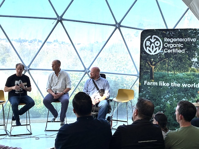 at the ecology center at the regenerative organic alliance event Expo West 2026, Christopher Gergin, Walter Robb and Ted Robb