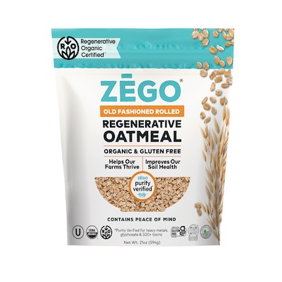 Regenerative Organic Certified® Oats from ZEGO Foods gluten free tested for chemicals and glyphosate