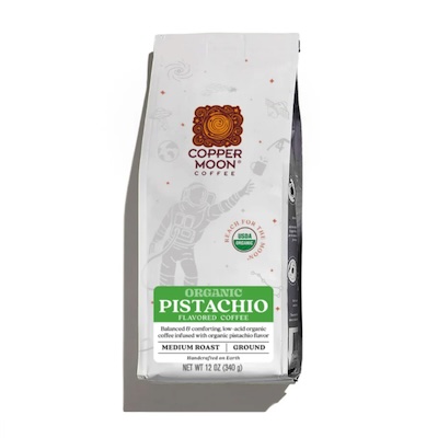 Vanilla and Pistachio Flavored Coffees from Copper Moon Coffee USDA certified organic